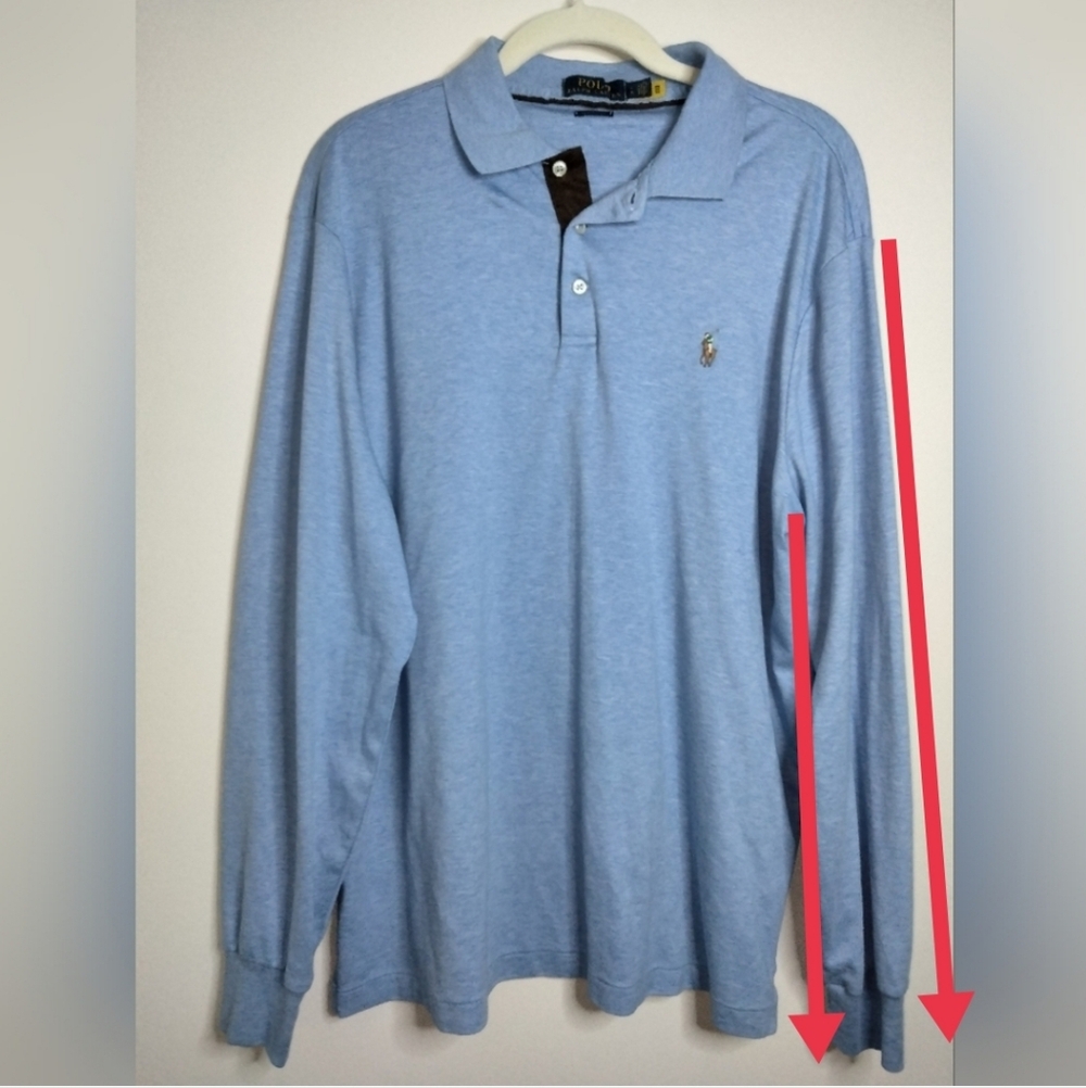 Polo Ralph Lauren (Size L) Men's Blue Button Slim Fit Soft Cotton LS Polo Shirt - Picture 15 of 15